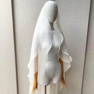 Cascading Silk Organza Veil, Floor Length, etsy shop: Sabina KW Design